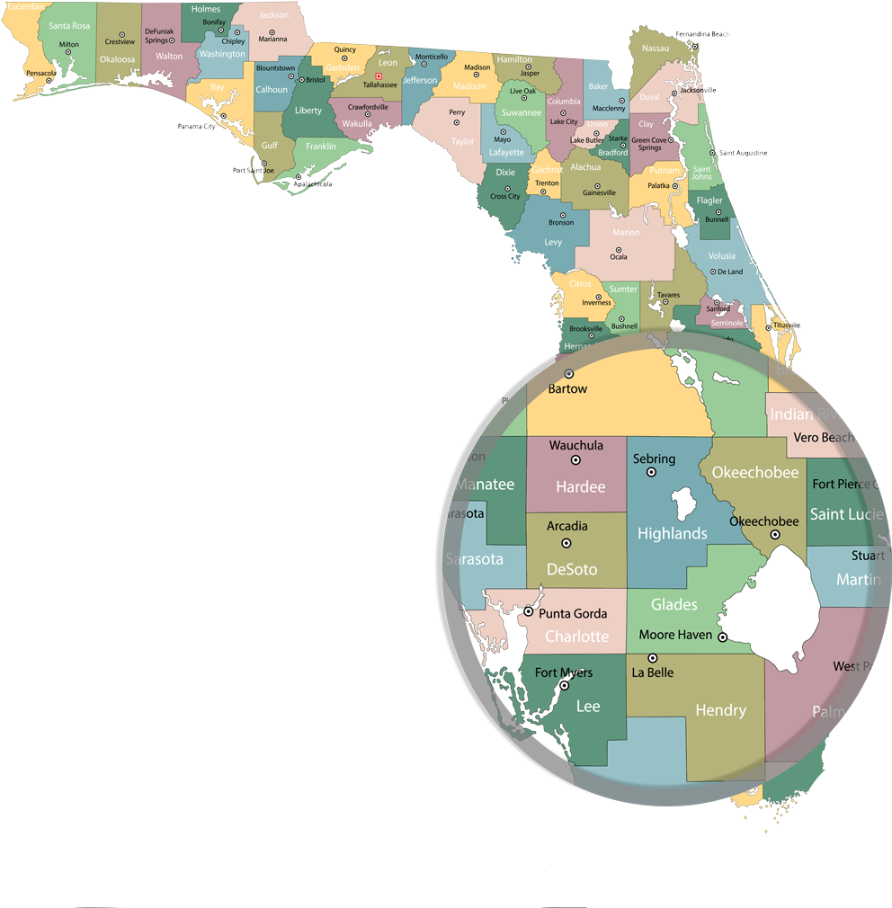Florida Counties Map Zoomed In PNG image