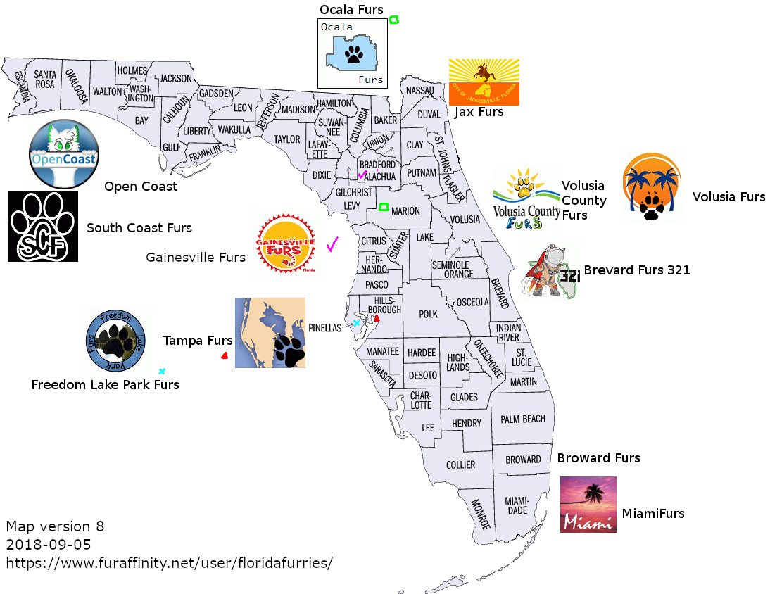 Florida Furry Groups Map PNG image