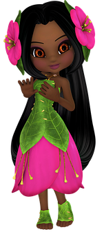 Flower Fairy Animated Character PNG image