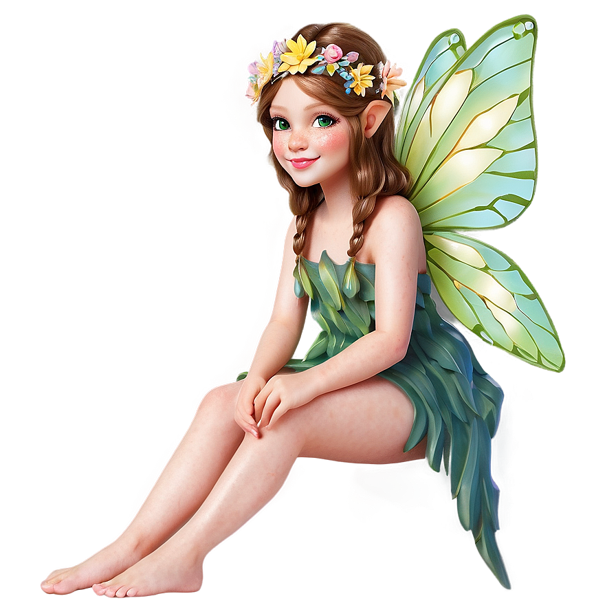 Flower Fairy Sitting Png Bhp21 PNG image