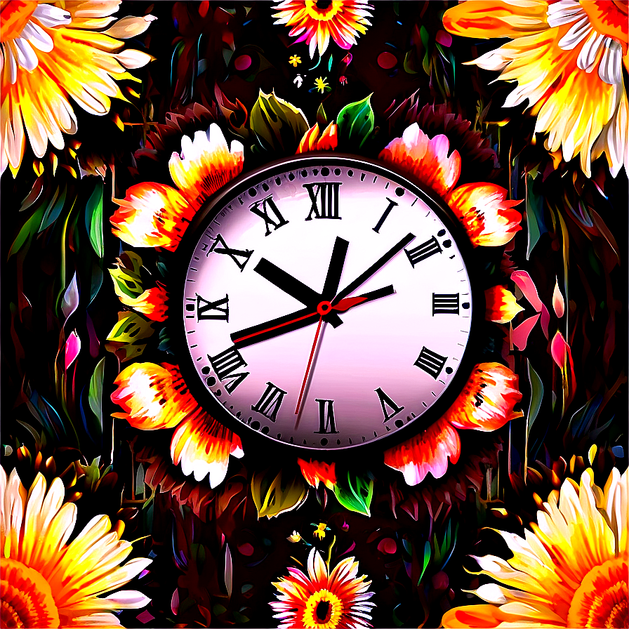 Flower Pattern Clock Png 04292024 PNG image