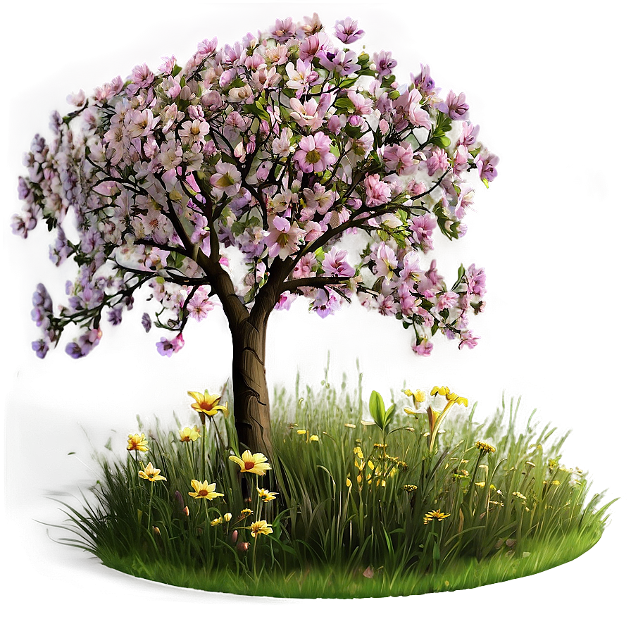 Flower Tree In Meadow Png 06282024 PNG image