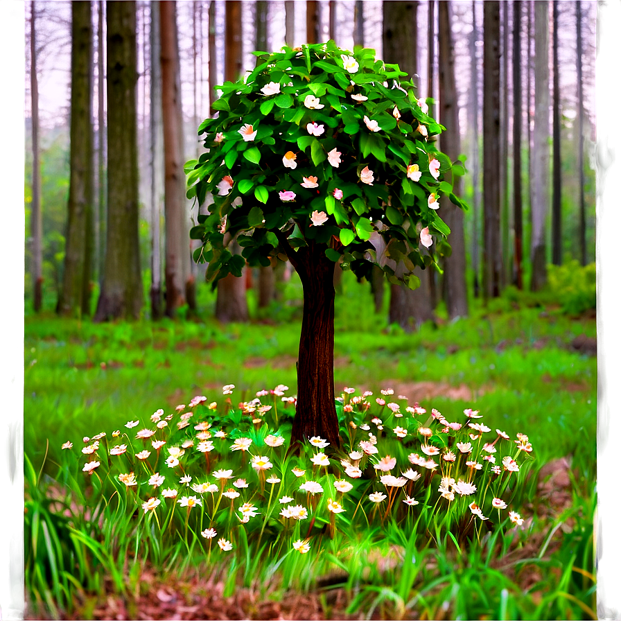 Flower Tree In Secluded Forest Png 89 PNG image