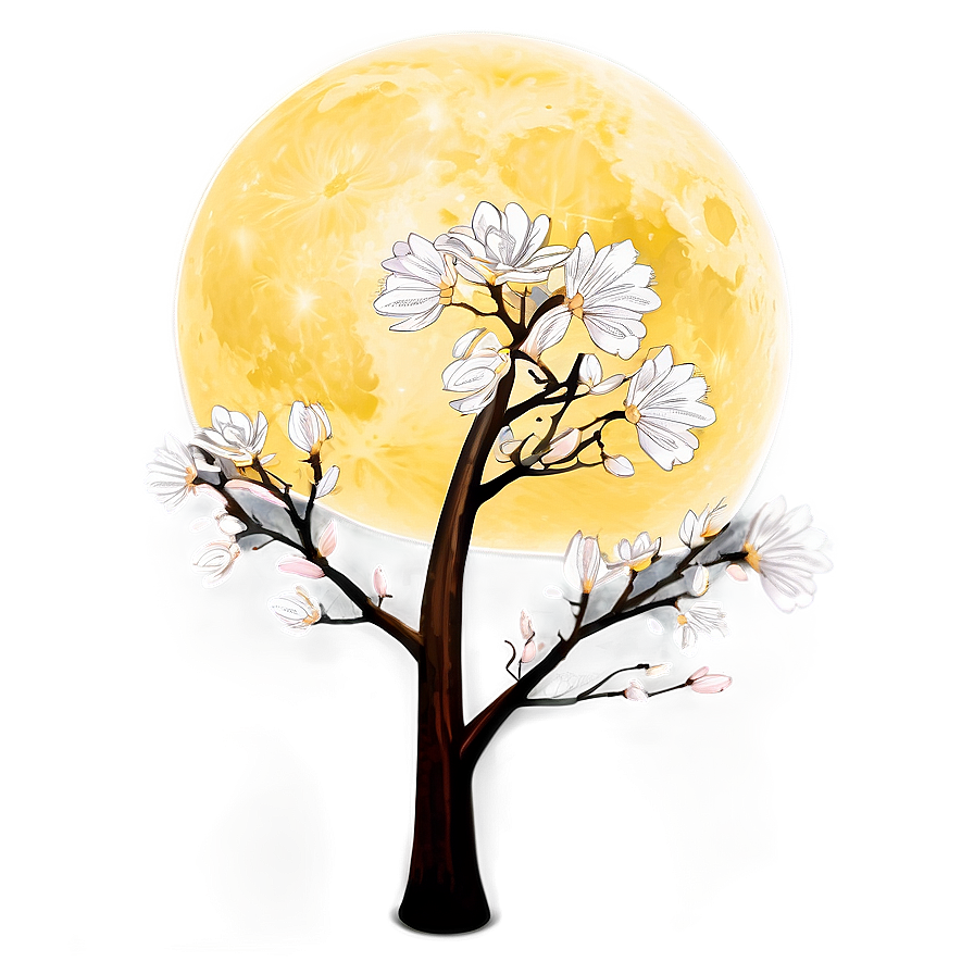 Flower Tree Under Moonlight Png 71 PNG image