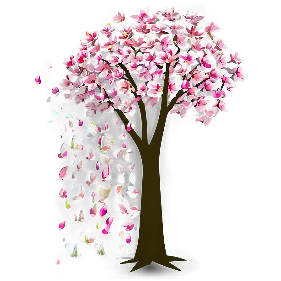 Flower Tree With Falling Petals Png 06282024 PNG image