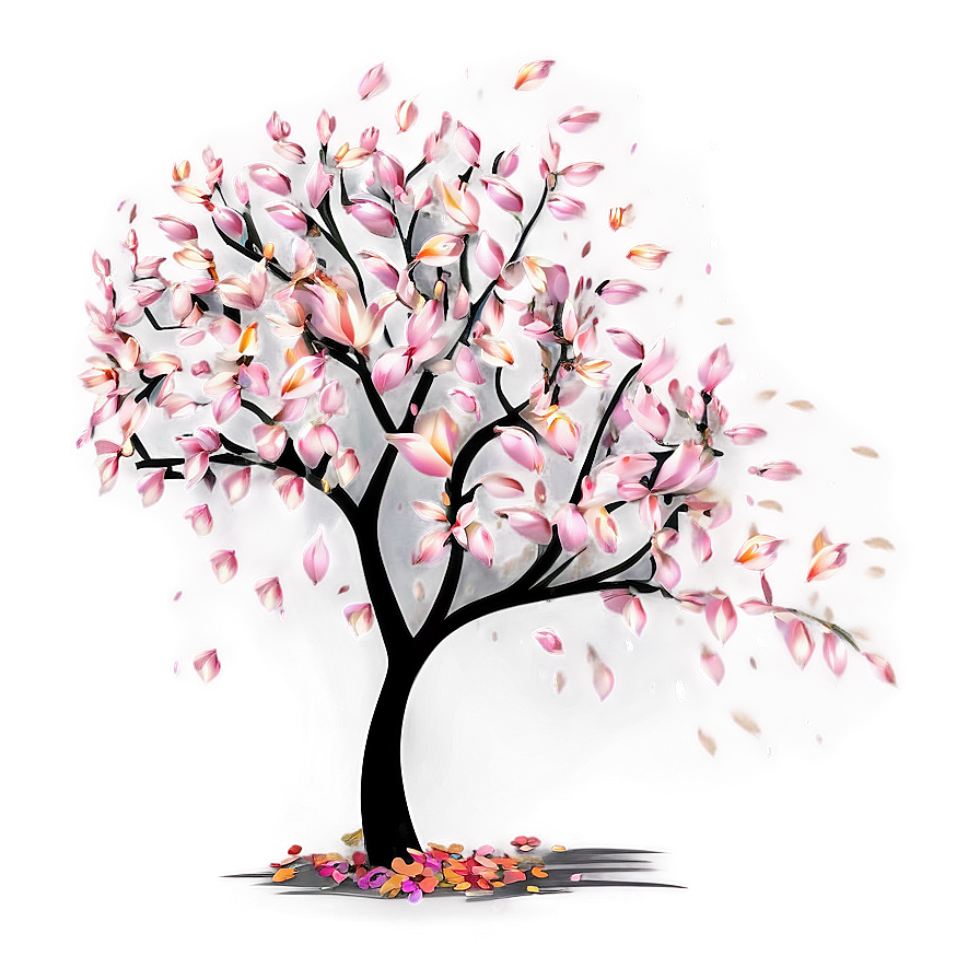 Flower Tree With Falling Petals Png 06282024 PNG image