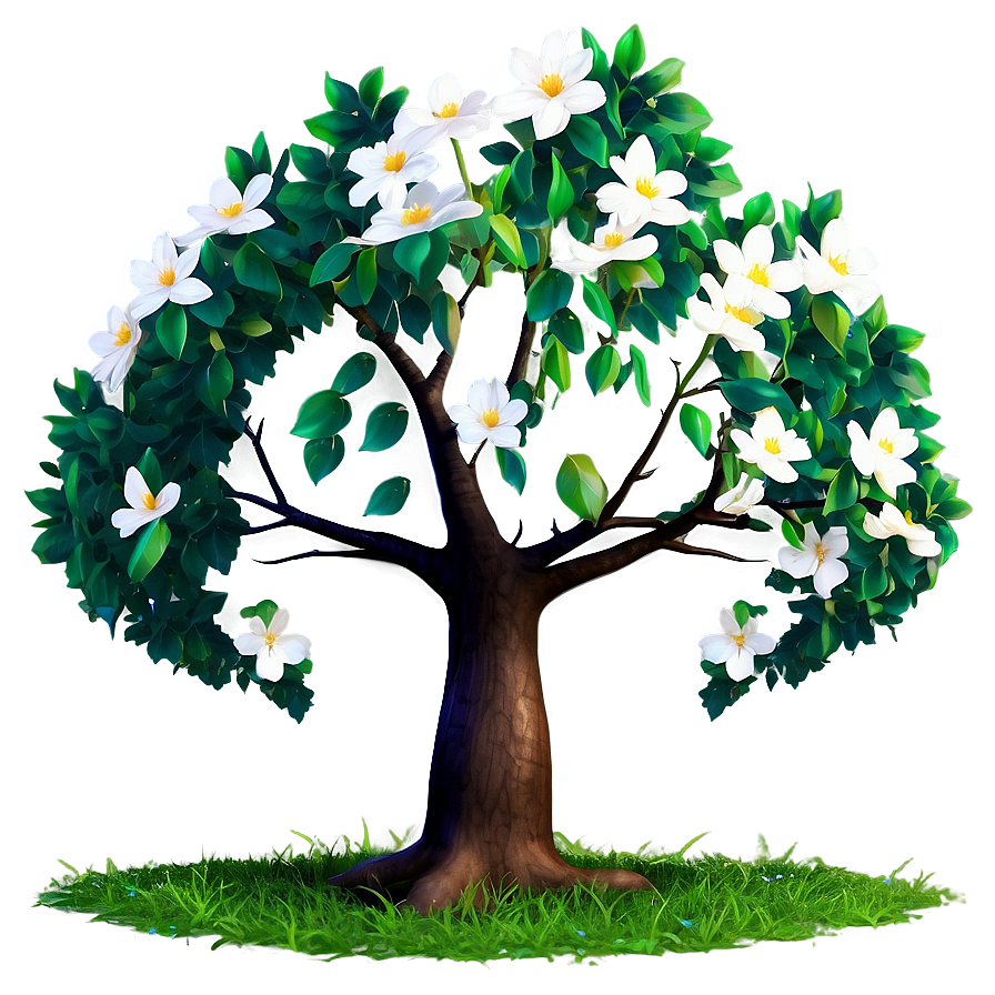 Flower Tree With Falling Petals Png 06282024 PNG image