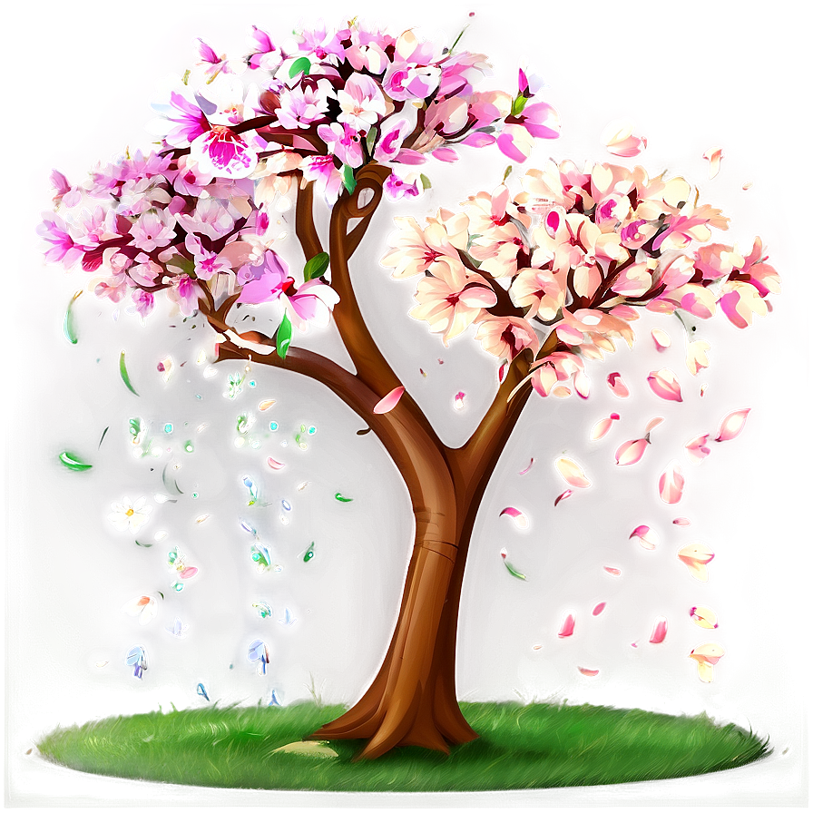 Flower Tree With Falling Petals Png 06282024 PNG image