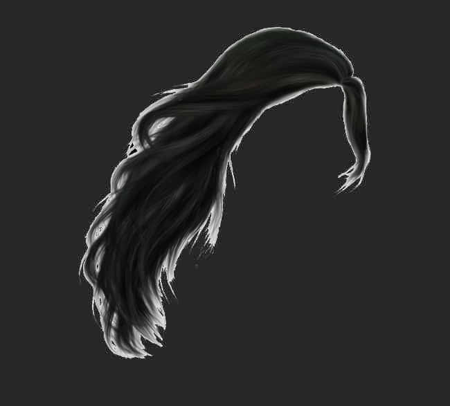 Flowing_ Black_ Hair_ Artwork PNG image