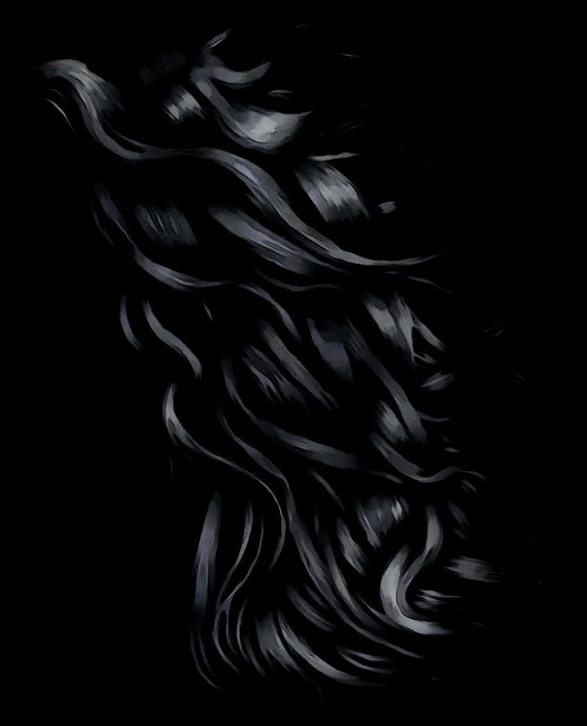 Flowing Black Hair Artwork PNG image