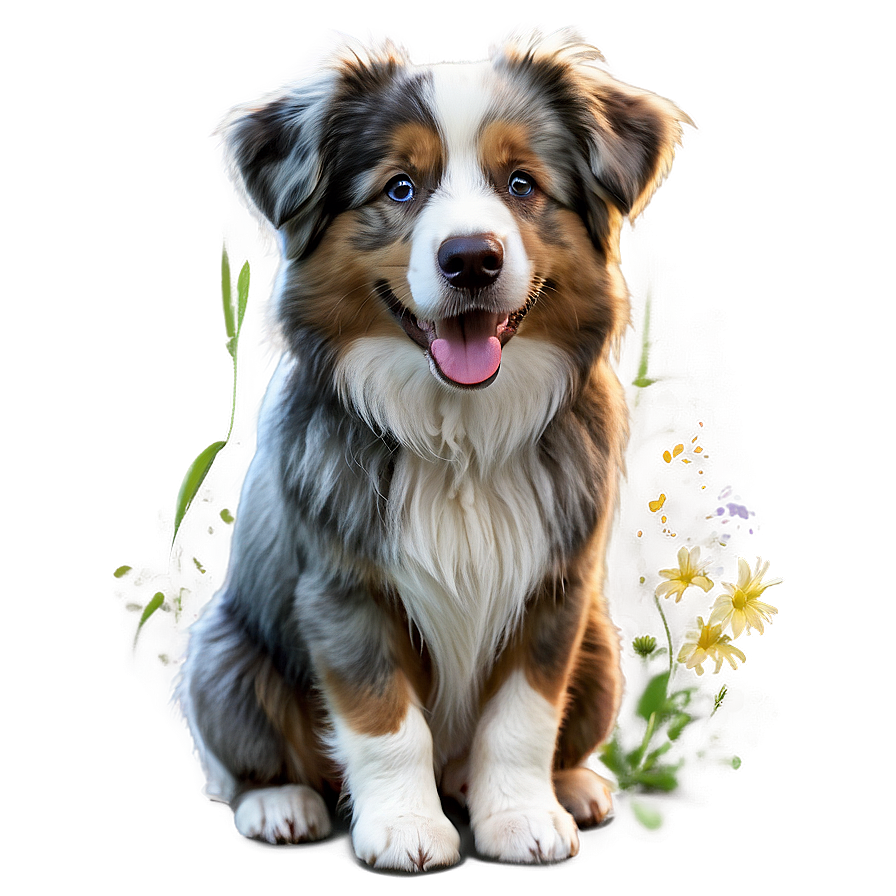 Fluffy Australian Shepherd Png Dcx39 PNG image