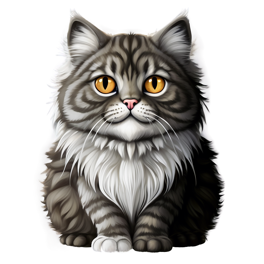 Fluffy Cat Illustration Png C PNG image