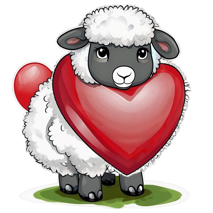 Fluffy Valentines Day Sheep Png 05232024 PNG image