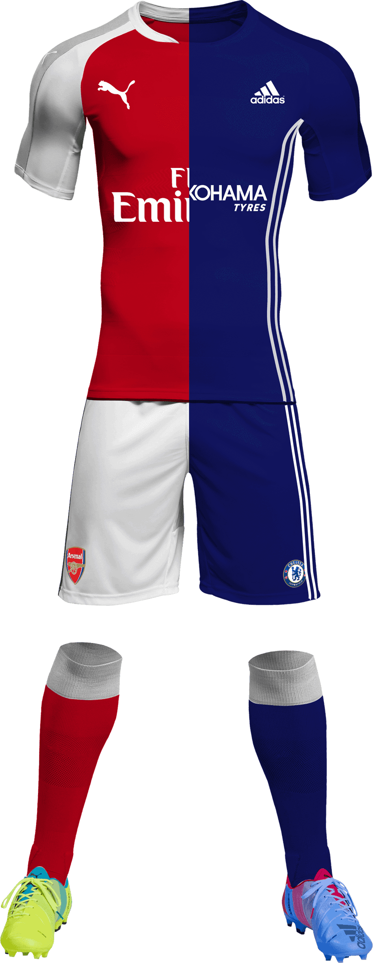 Fly Emirates Arsenal Chelsea Football Kit Hybrid PNG image