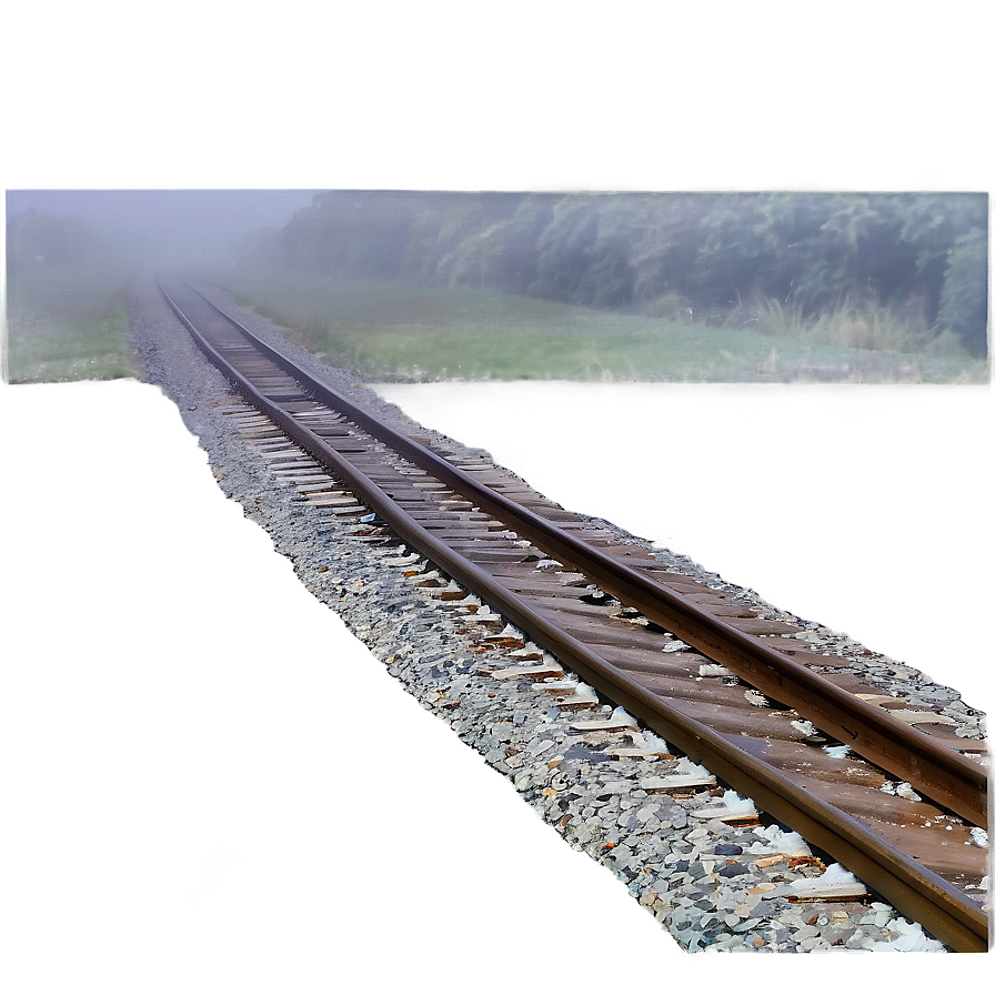 Foggy Train Track Morning Png 06212024 PNG image