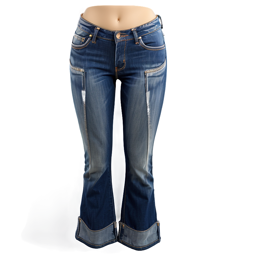 Folded Bootcut Jeans Png 06272024 PNG image