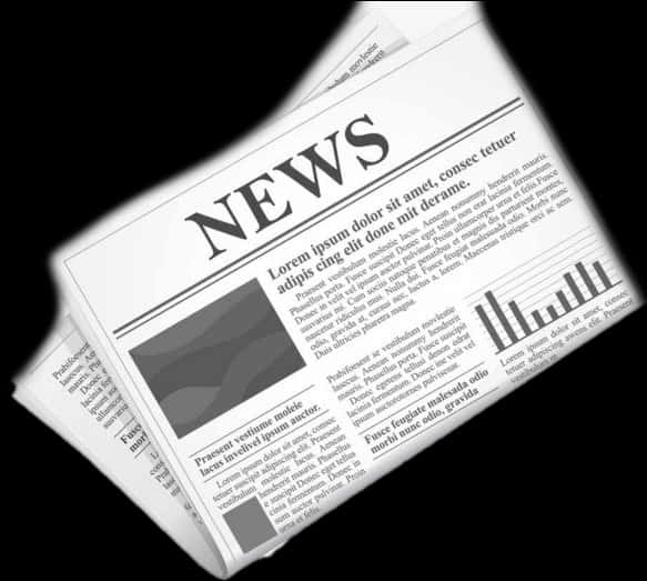 Folded Newspaper Blackand White PNG image