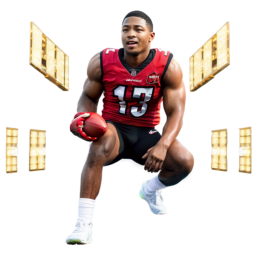 Football Player Josh Jacobs Dynamic Pose PNG image