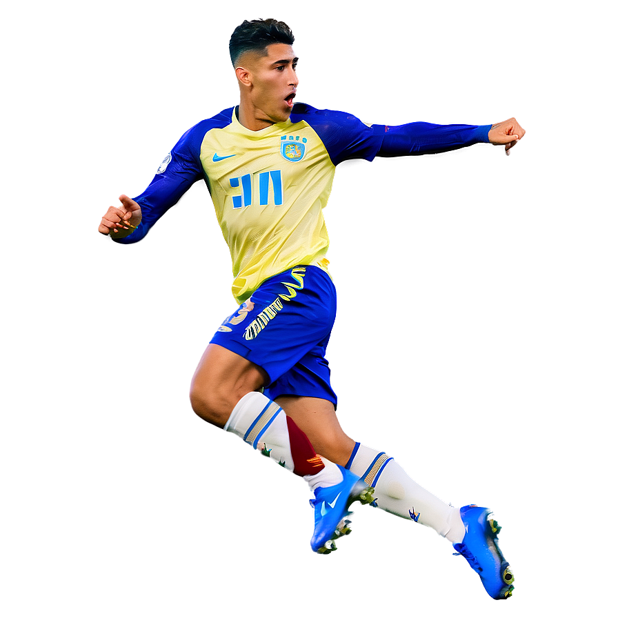 Footballer Hakimi Action Shot Png 06282024 PNG image