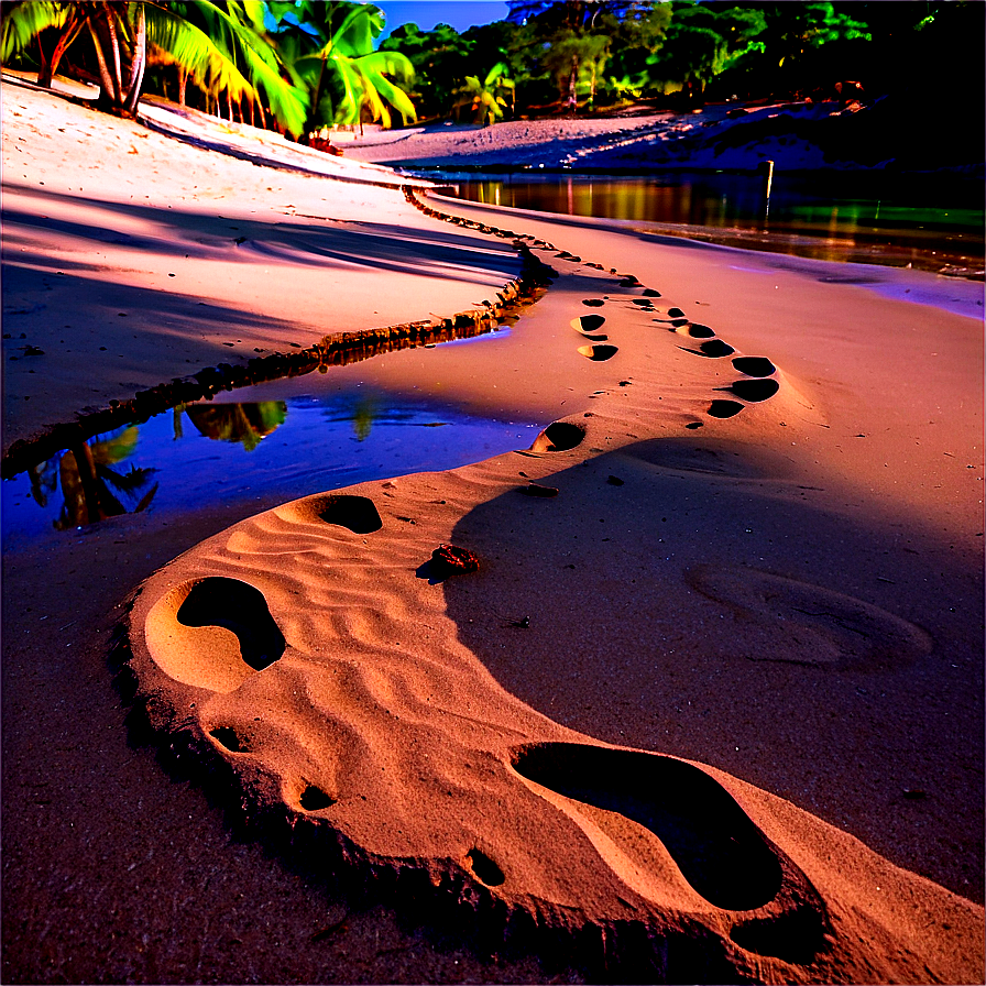 Footprints Leading To Sandy Beach Png 06242024 PNG image