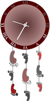 Footsteps Pendulum Clock Illustration PNG image