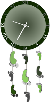 Footstepsin Time Clock Design PNG image