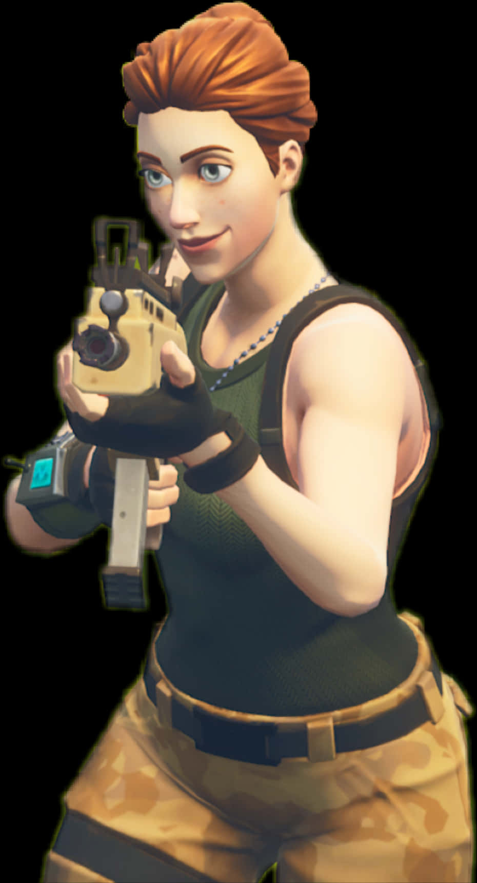 Fortnite Female Default Skin With Gun PNG image