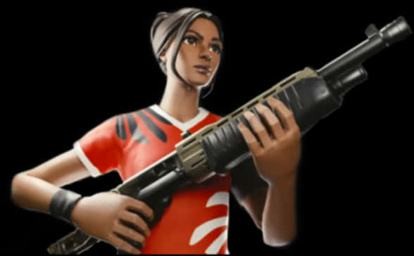 Fortnite Female Skin With Rifle PNG image