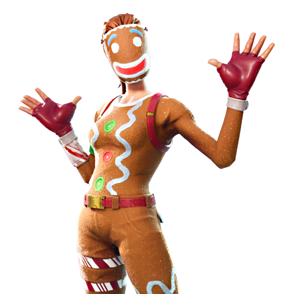 Fortnite Gingerbread Skin Waving PNG image