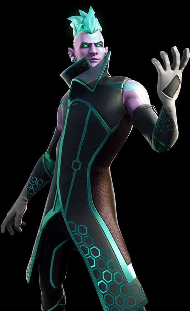 Fortnite Green Haired Character Pose PNG image