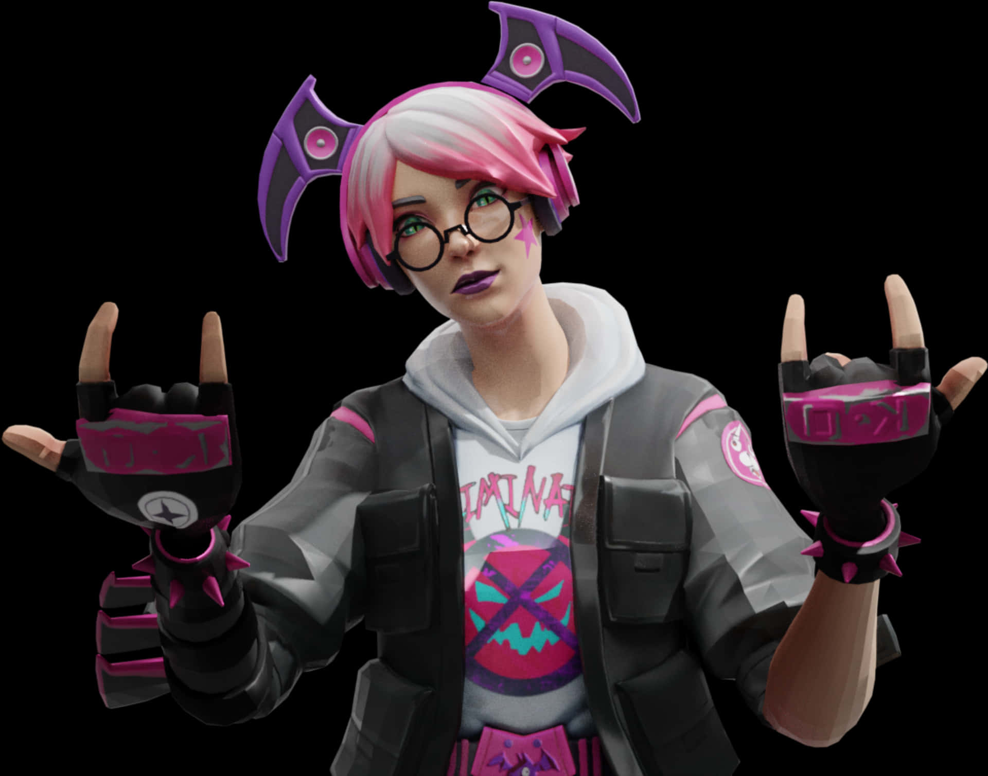 Fortnite Power Chord Outfit Rock On Gesture PNG image