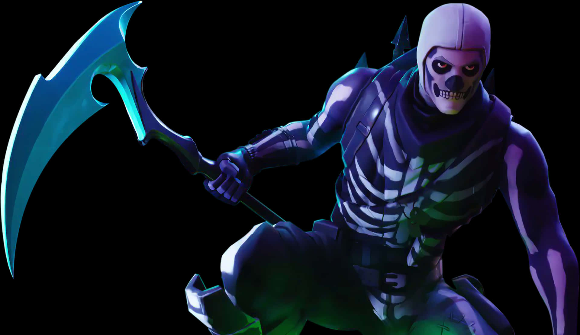 Fortnite Skull Trooper Outfitwith Scythe PNG image