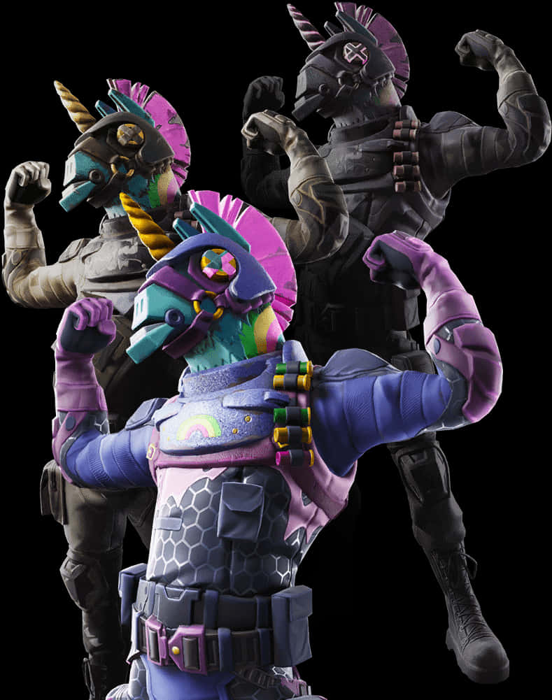 Fortnite Unicorn Llama Skin Poses PNG image