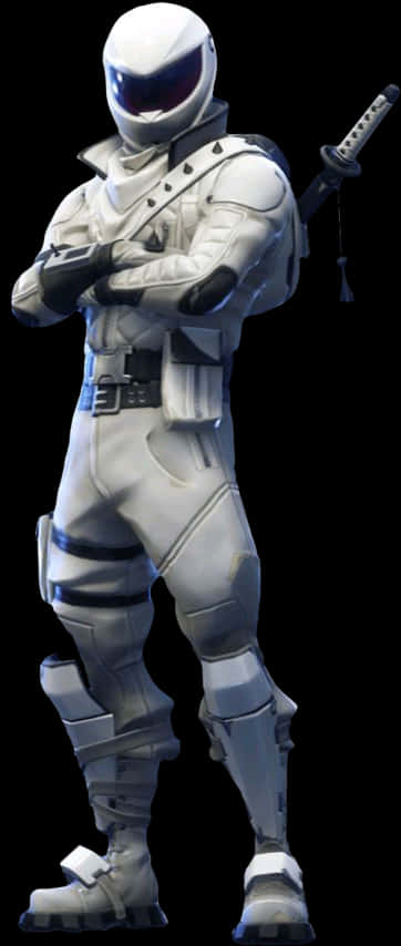 Fortnite White Armored Character Pose PNG image