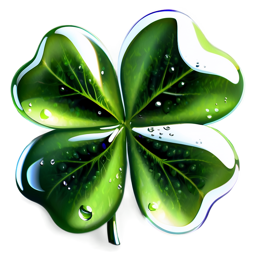 Four Leaf Clover With Dew Png Wrw PNG image