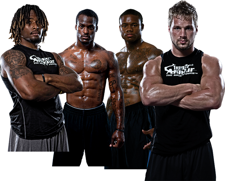 Four Muscular Athletes Posing PNG image