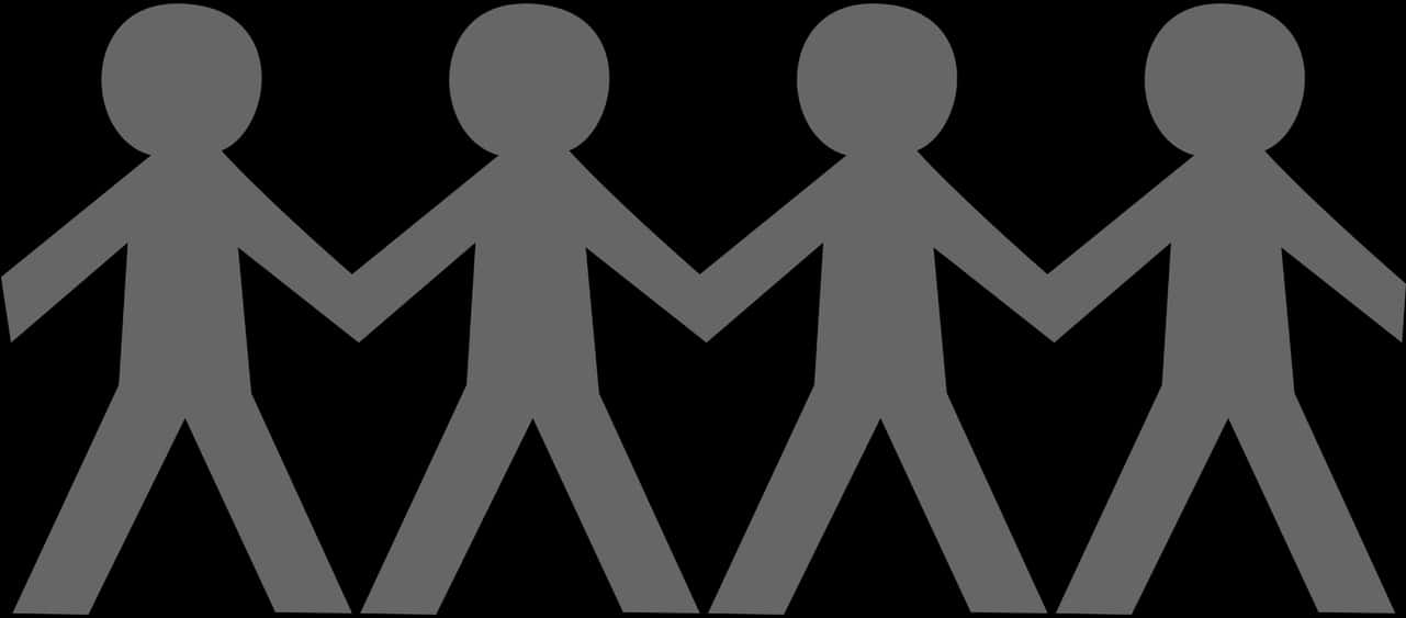 Four Silhouette Friends Holding Hands PNG image