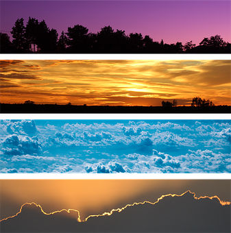 Four Sky Scenes Collage PNG image