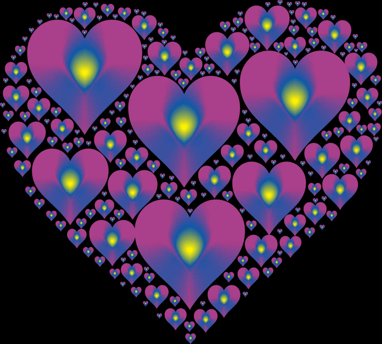 Fractal Hearts Pattern PNG image