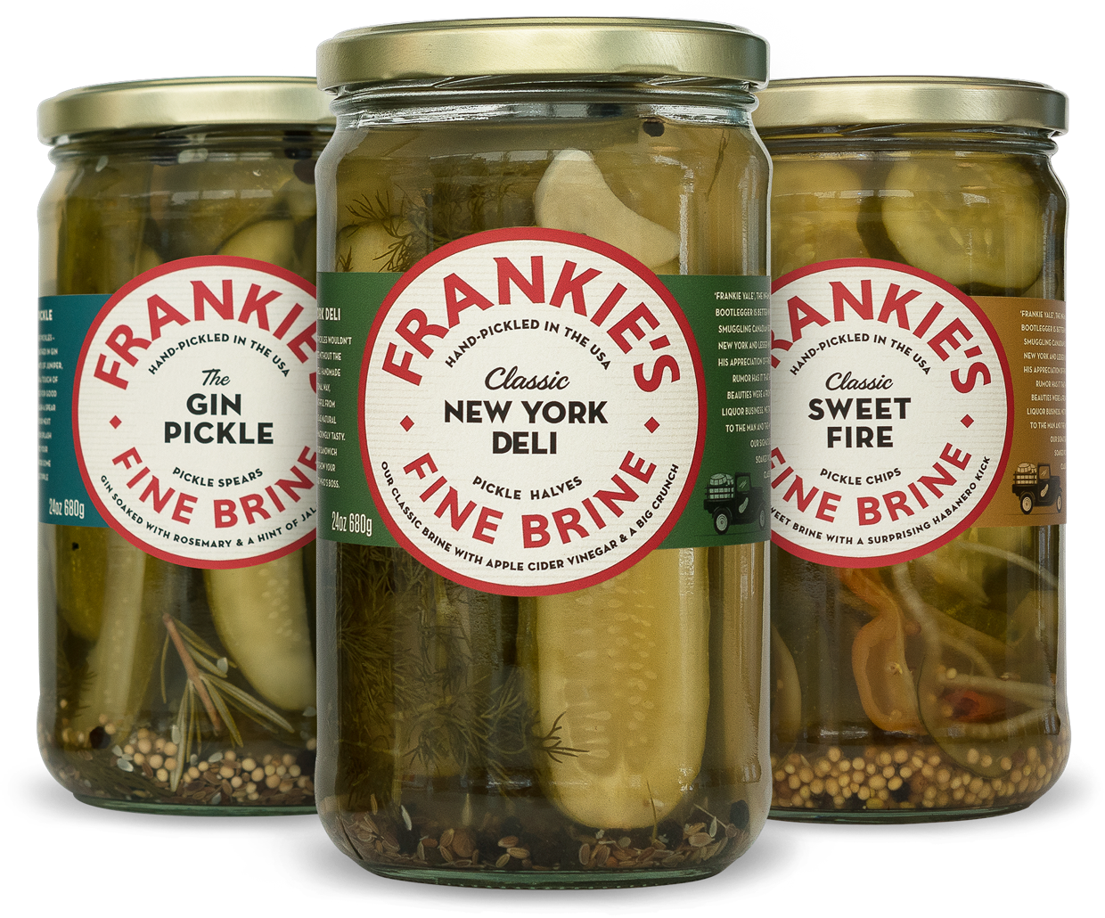 Frankies Fine Brine Pickle Jars PNG image