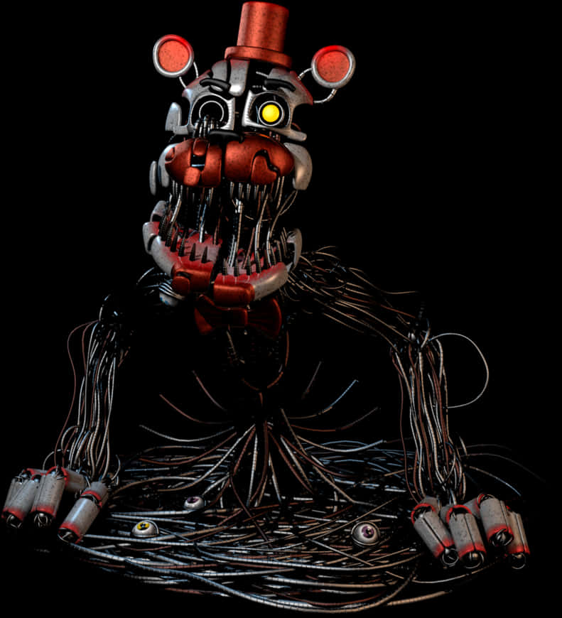 Freddy Fazbear Exposed Wiresand Metal Endoskeleton PNG image