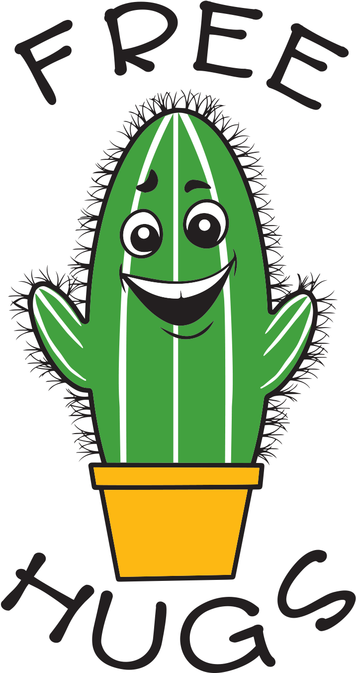 Free Hug Cactus Cartoon PNG image