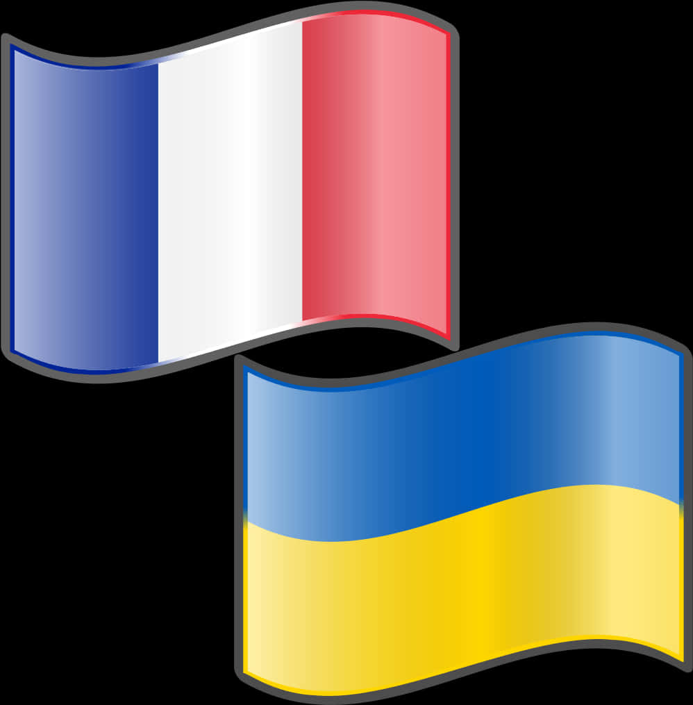 French_and_ Ukrainian_ Flags_ Vector PNG image