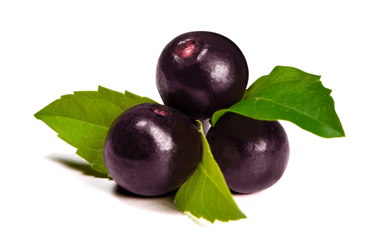 Fresh Acai Berries With Leaves PNG image