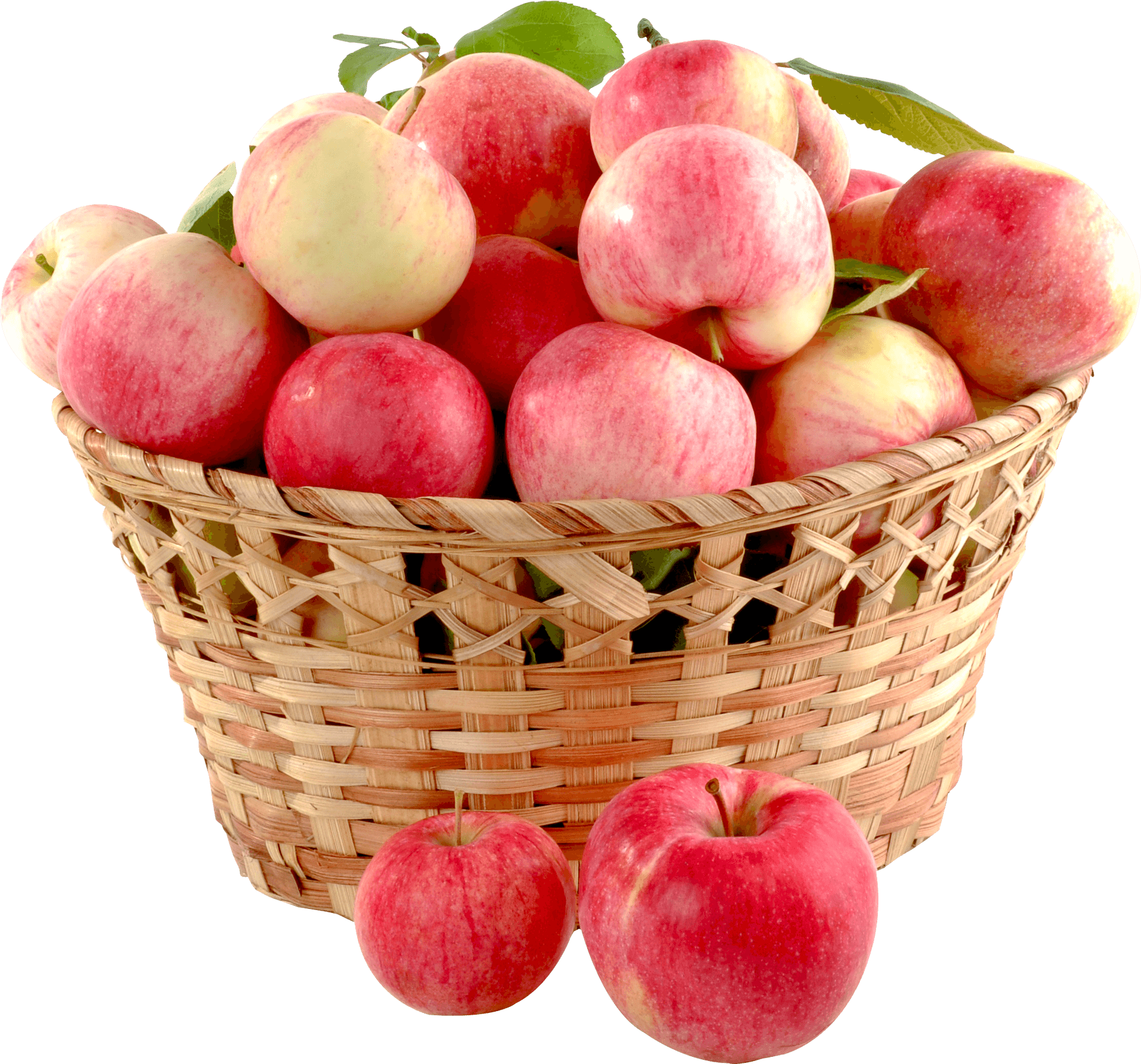 Fresh Applesin Wicker Basket PNG image