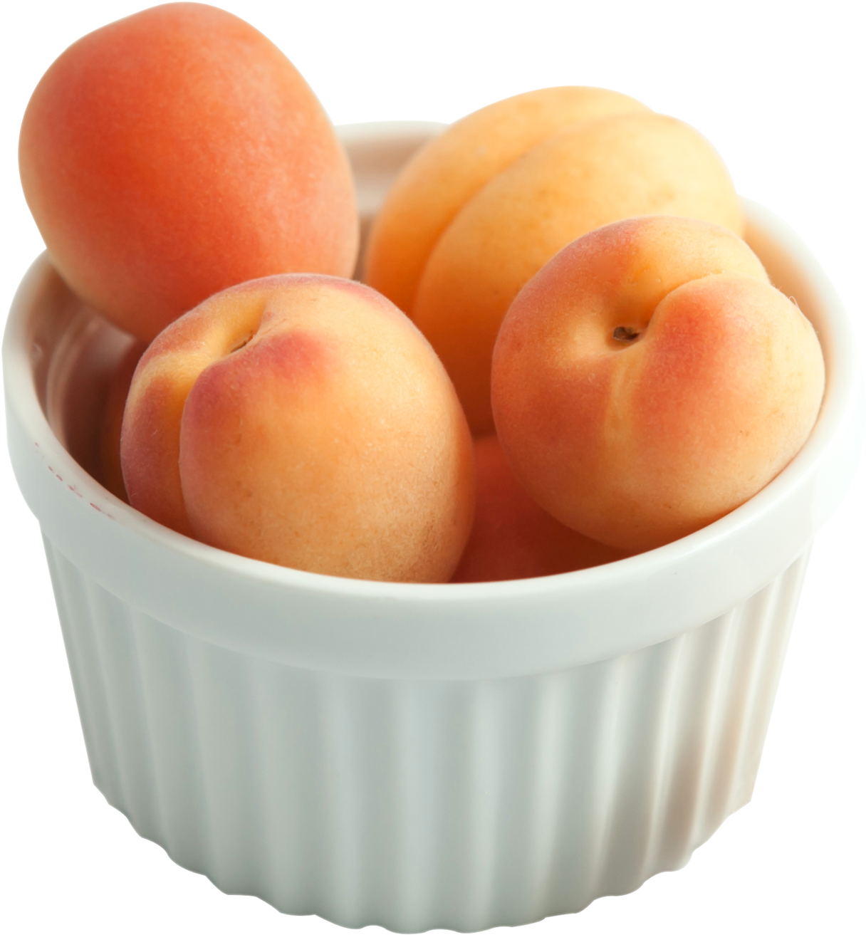 Fresh Apricotsin White Bowl PNG image