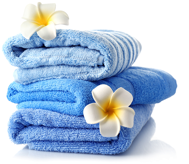 Fresh Blue Towelswith Flowers PNG image