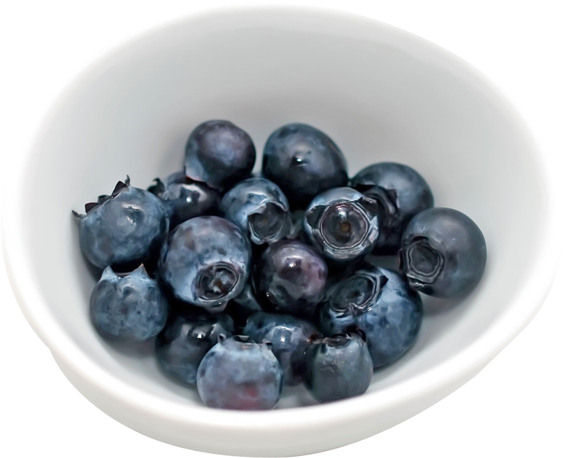 Fresh Blueberriesin White Bowl PNG image