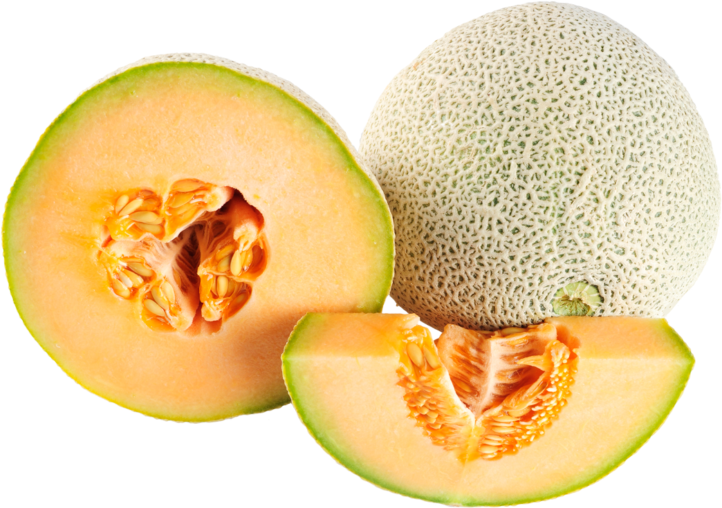 Fresh Cantaloupe Variety Display PNG image