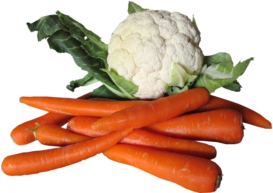 Fresh Cauliflowerand Carrots PNG image
